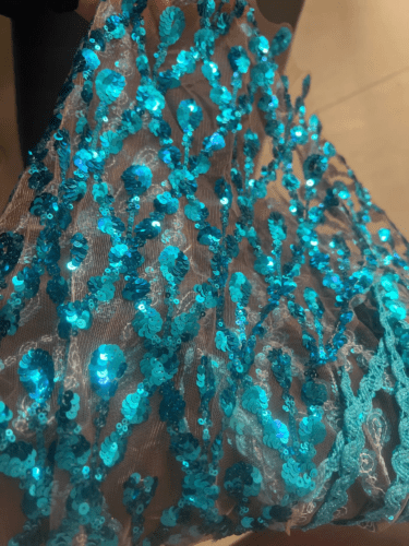 Blue Sequins Shining Diamonds Long Tassel Sleeveless Mini Dress photo review